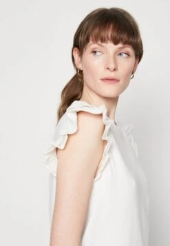 Marc O'Polo DENIM SLEEVELESS RUFFLES AT ARMHOLE - T-Shirt Print - Egg White -Marc OPolo Geschaft 023b9cdb7c744496b9fd6a124ad6dd46