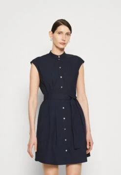 Marc O'Polo DRESS SHIRT STYLE FITTED WAIST SLEEVELESS WITH BELT - Blusenkleid - Deep Blue Sea