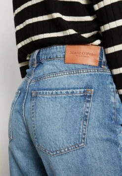 Marc O'Polo TROUSER STRAIGHT FIT CROPPED LENGTH HIGH WAIST - Jeans Straight Leg - Mid Blue 80s Wash -Marc OPolo Geschaft 1a956b4e4e254bb7af523fc2e73e4ccd