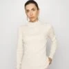 Marc O'Polo LONGSLEEVE STAND UP COLLAR STRUCTURE - Strickpullover - Cream Melange