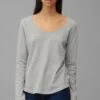 Marc O'Polo DENIM LONGSLEEVE V-NECK - Langarmshirt - Stone Melange