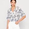 Marc O'Polo BLOUSE SLEEVE DEEP V NECK PRINTED - Bluse - Multi