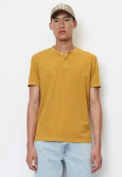 Marc O'Polo Henley Shaped In Softer Slub - T-Shirt Basic - Autumn Hay