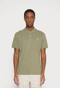 Marc O'Polo SHORT SLEEVE BUTTON PLACKET SLITS EMBROIDE - Poloshirt - Bistro Green