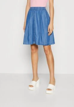 Marc O'Polo SKIRT FEMININ STYLE ELASTIC WAISTBAND SHORT LENGTH - Minirock - Washed Mid Blue