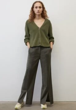 Marc O'Polo V-NECK-CARDIGAN CROPPED AUS HEAVY-WEIGHT-ORG - Strickjacke - Wild Olive -Marc OPolo Geschaft 42cdbf1d06334d568bf19c1989513fb6