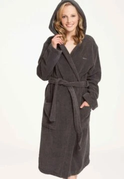 Marc O'Polo BADEMANTEL MIT KAPUZE LÄNGE - Bademantel - Anthracite