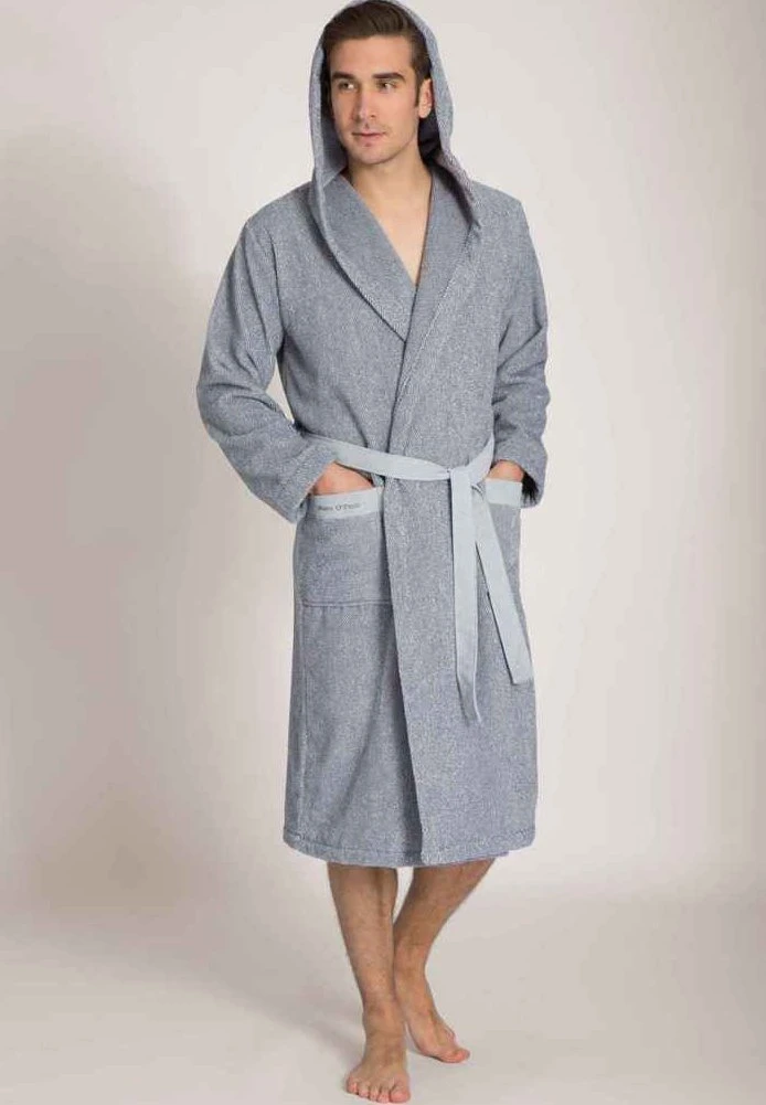 Marc O'Polo Bademantel - Blue Smoke / Off White 5 Marc O'Polo Bademantel - Blue Smoke / Off White – Bild 3