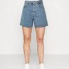 Marc O'Polo DENIM HIGH WAIST SHAPED FIT BERMUDA LENGTH STITCHED - Jeans Shorts - Multi/light Vintage Cobalt Blu