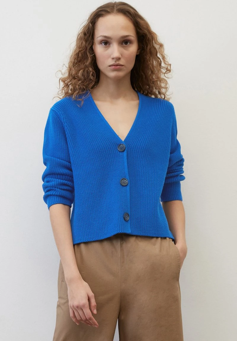 Marc O'Polo V-NECK CROPPED AUS HEAVY WEIGHT - Strickjacke - Vibrant Blue 3 Marc O'Polo V-NECK CROPPED AUS HEAVY WEIGHT - Strickjacke - Vibrant Blue