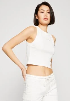 Marc O'Polo DENIM SLEEVELESS CHEST PRINT - Top - Egg White -Marc OPolo Geschaft 69e3acd1d5cf47c0bff43a00d0251720