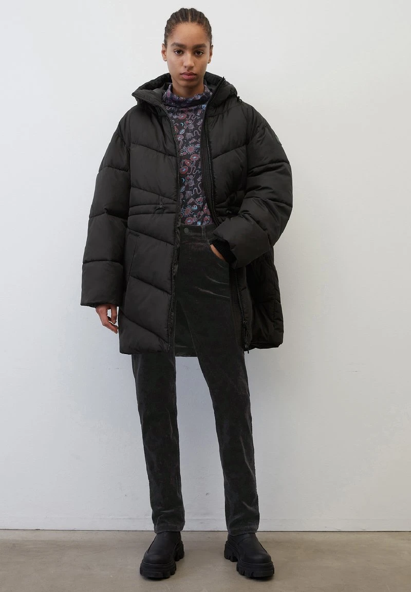 Marc O'Polo DENIM PUFFER MIDI COAT WITH HOOD - Wintermantel - Black 4 Marc O'Polo DENIM PUFFER MIDI COAT WITH HOOD - Wintermantel - Black – Bild 2