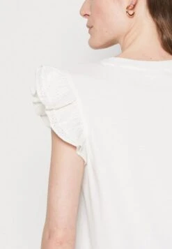 Marc O'Polo DENIM SLEEVELESS RUFFLES AT ARMHOLE - T-Shirt Print - Egg White -Marc OPolo Geschaft 72853d228ba34cb5b4f458a513394501