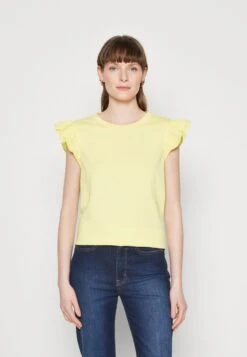 Marc O'Polo DENIM SLEEVELESS RUFFLES AT ARMHOLE - T-Shirt Print - Buttercup