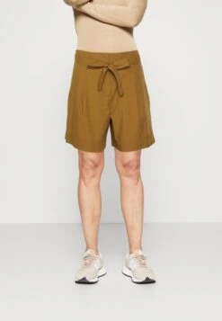 Marc O'Polo HIGH RISE PLEATS BELT - Shorts - Wood Brown