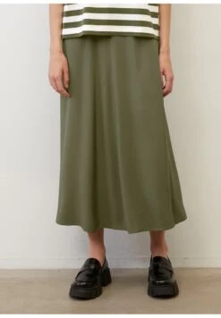 Marc O'Polo SKIRT FLUENT MIDI STYLE WITH CUTLINE - A-Linien-Rock - Olive Crop