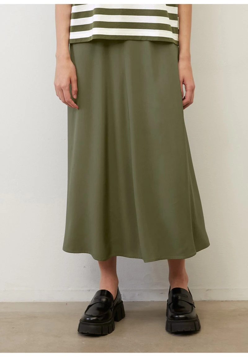 Marc O'Polo SKIRT FLUENT MIDI STYLE WITH CUTLINE - A-Linien-Rock - Olive Crop 3 Marc O'Polo SKIRT FLUENT MIDI STYLE WITH CUTLINE - A-Linien-Rock - Olive Crop