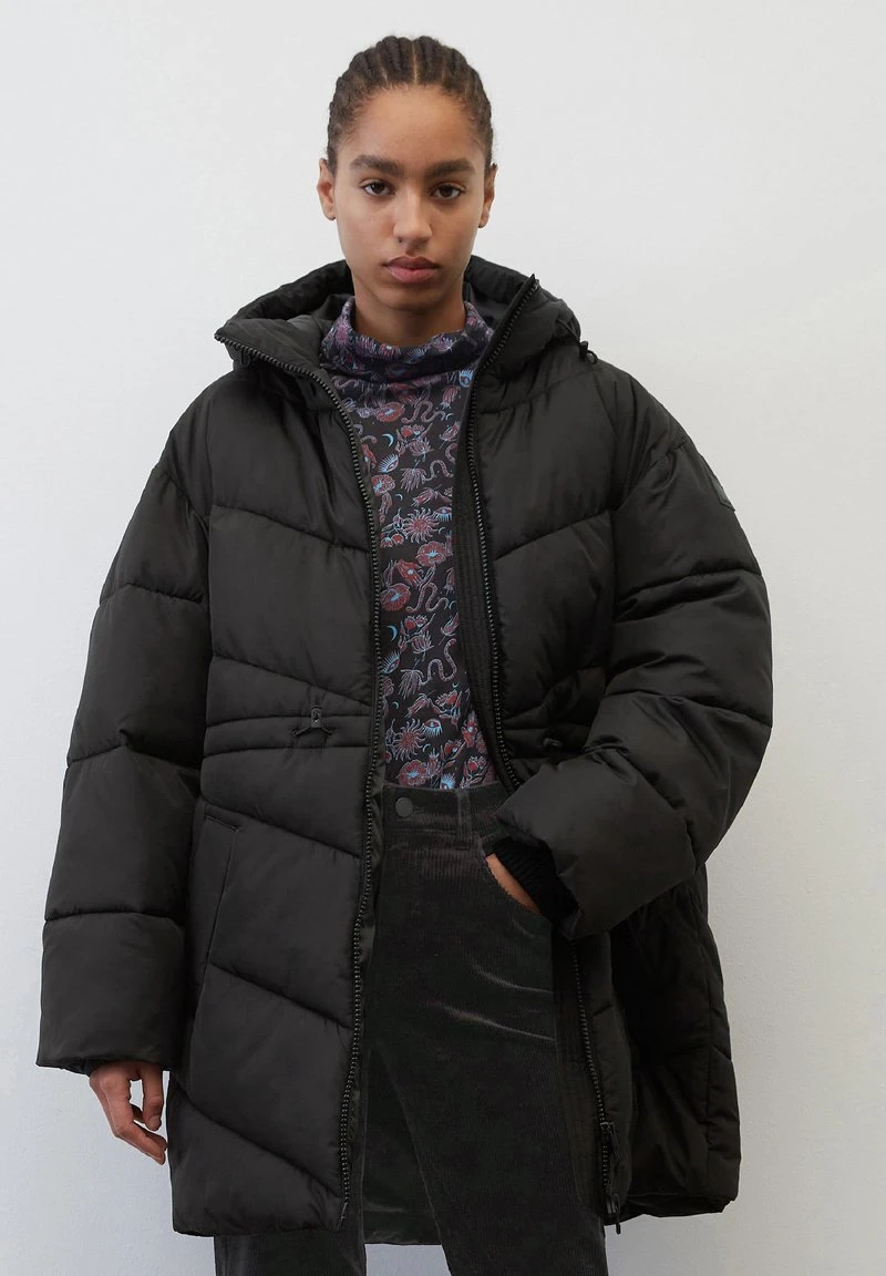 Marc O'Polo DENIM PUFFER MIDI COAT WITH HOOD - Wintermantel - Black 3 Marc O'Polo DENIM PUFFER MIDI COAT WITH HOOD - Wintermantel - Black