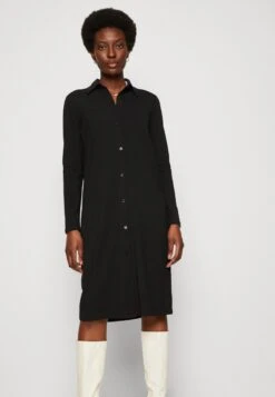 Marc O'Polo DRESS LONG SLEEVE COLLAR BUTTON PLACKET - Jerseykleid - Black -Marc OPolo Geschaft a6574b98ec5b4b01a8502bed5cf77afd