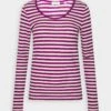 Marc O'Polo LONG SLEEVE DEEP ROUND NECK - Langarmshirt - Multi/purple Berry