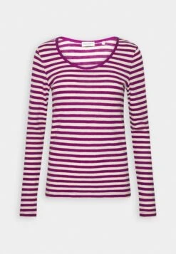 Marc O'Polo LONG SLEEVE DEEP ROUND NECK - Langarmshirt - Multi/purple Berry