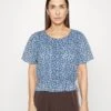 Marc O'Polo DENIM SHORT SLEEVE ROUND NECK - Bluse - Mediterranean Blue