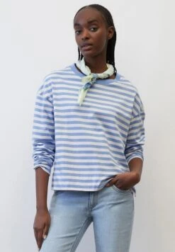 Marc O'Polo DENIM RINGEL-LONGSLEEVE LOOSE AUS - Langarmshirt - Multi Soft Sky Blue