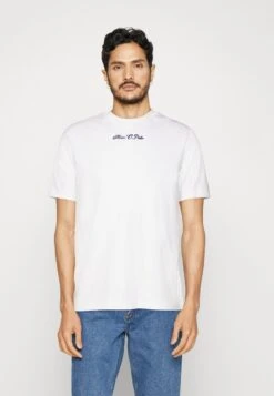 Marc O'Polo SHORT SLEEVE PRINTED ARTWORK AT CHESTRIBBED NECK TRI - T-Shirt Basic - White