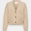 Marc O'Polo CARDIGAN LONGSLEEVE V NECK BUTTON CLOSURE - Strickjacke - Frosty Sand Melange