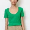 Marc O'Polo SHORT SLEEVE VNECK - T-Shirt Basic - Vivid Green