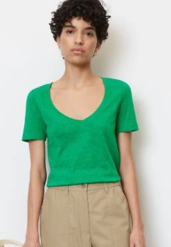 Marc O'Polo SHORT SLEEVE VNECK - T-Shirt Basic - Vivid Green