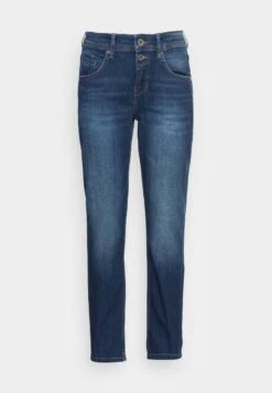 Marc O'Polo TROUSER MID WAIST BOYFRIEND FIT CROPPED LENGTH - Jeans Slim Fit - Cashmere Dark Blue Wash