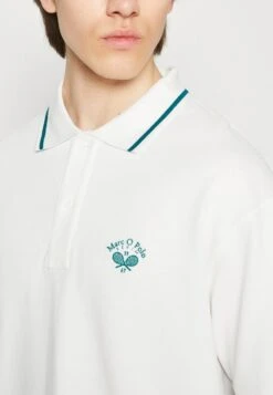 Marc O'Polo DENIM SHORT SLEEVE BUTTON PLACKET TIPPING WORDING CUFF - Poloshirt - Egg White -Marc OPolo Geschaft ce6ce356e7d04b7a89d539b69aa1ece4