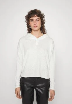 Marc O'Polo DENIM LONGSLEEVE HOODED WITH BUTTON PLACKET BOXY CROPPED - Langarmshirt - Scandinavian White