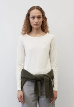 Marc O'Polo LONG SLEEVE ROUND NECK SOLID - Langarmshirt - White Cotton