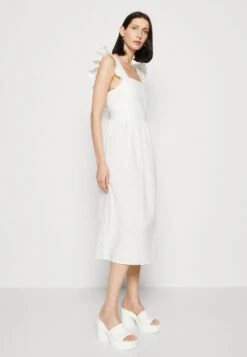 Marc O'Polo DENIM DRESS FRILL SLEEVE - Freizeitkleid - Egg White -Marc OPolo Geschaft defe5ea7b6b24b1eb296c7b1aa86d3ee