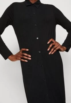 Marc O'Polo DRESS LONG SLEEVE COLLAR BUTTON PLACKET - Jerseykleid - Black -Marc OPolo Geschaft e2cf9c8f8afa4e0984784cd8a7b595a7