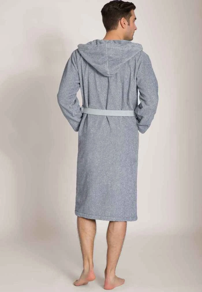 Marc O'Polo Bademantel - Blue Smoke / Off White 4 Marc O'Polo Bademantel - Blue Smoke / Off White – Bild 2