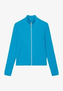 Marc O'Polo DENIM STEHKRAGEN-MIT ZIPPER CROPPED AUS SOF - Strickjacke - Crystal Seas