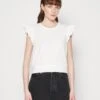 Marc O'Polo DENIM SLEEVELESS RUFFLES AT ARMHOLE - T-Shirt Print - Egg White -Marc OPolo Geschaft ed07baf046cb4467a86c4043c7246ee1