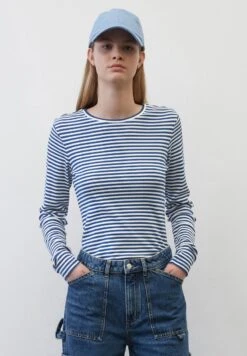 Marc O'Polo DENIM STREIFEN-SLIM AUS STRETCHIGEM - Langarmshirt - Blue