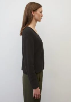 Marc O'Polo V-NECK-CARDIGAN CROPPED AUS HEAVY-WEIGHT-ORG - Strickjacke - Black -Marc OPolo Geschaft f035f685466f498b84b3c6f00a016582