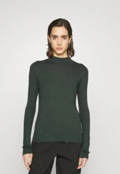 Marc O'Polo LONGSLEEVE STAND UP COLLAR STRUCTURE - Strickpullover - Olive