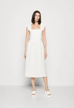 Marc O'Polo DENIM DRESS FRILL SLEEVE - Freizeitkleid - Egg White