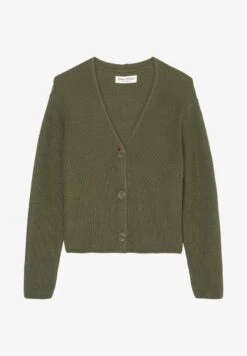 Marc O'Polo V-NECK-CARDIGAN CROPPED AUS HEAVY-WEIGHT-ORG - Strickjacke - Wild Olive -Marc OPolo Geschaft fc20aca3d0d944c08010db3086a3295c